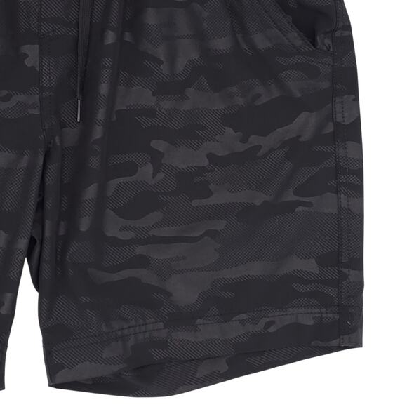 Plugg Shorts Mens Large Black Camo Drawstring Elastic Waist Casual Lightweight - Picture 6 of 13